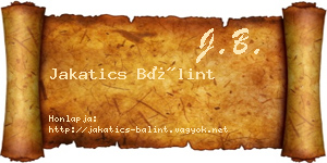 Jakatics Bálint névjegykártya
